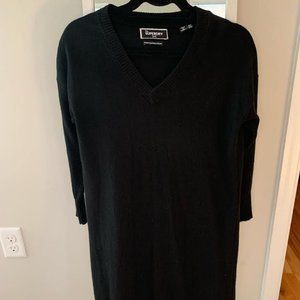 Superdry cashmere blend black sweater dress with metal zipper detail